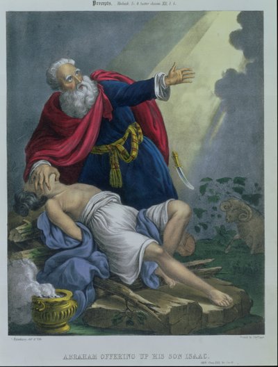 Abraham opfert seinen Sohn Isaak, aus einer Bibel gedruckt von Edward Gover, 1870er von Siegfried Detler Bendixen